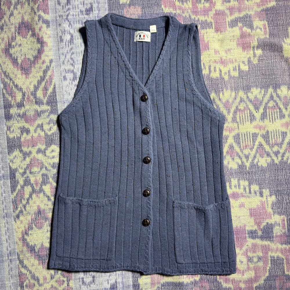 K&K Color Collection Hong Kong Purple V-Neck Sweater Vest Women's
